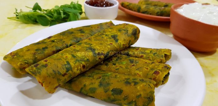 Methi paneer parathas