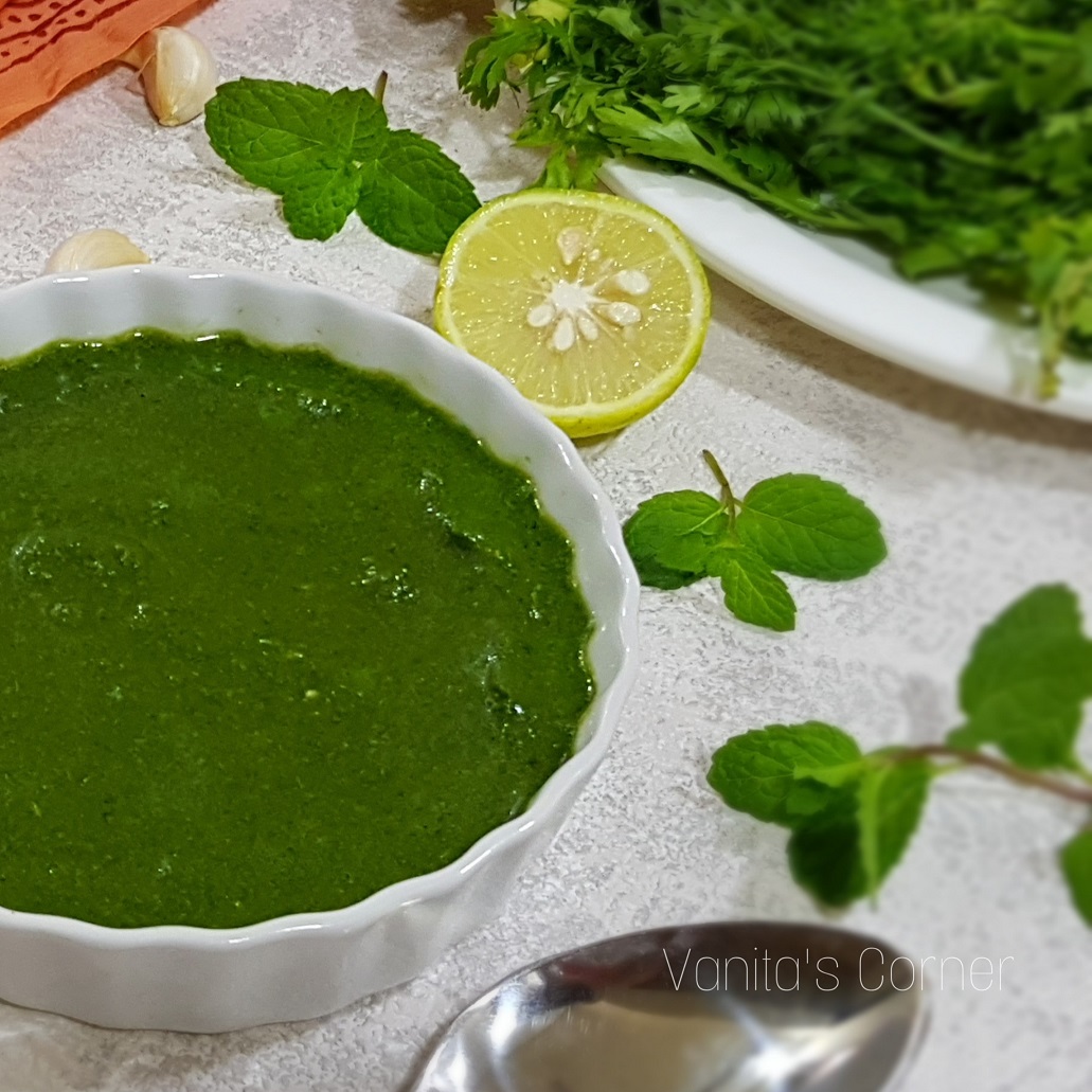 Mint Chutney Green Chutney Pudina Chutney recipe Vanita's Corner