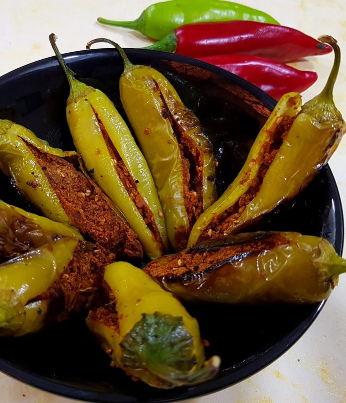 Stuffed Bhavnagri chillies