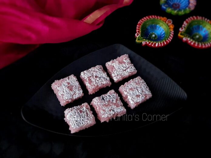 Rose Coconut Burfi