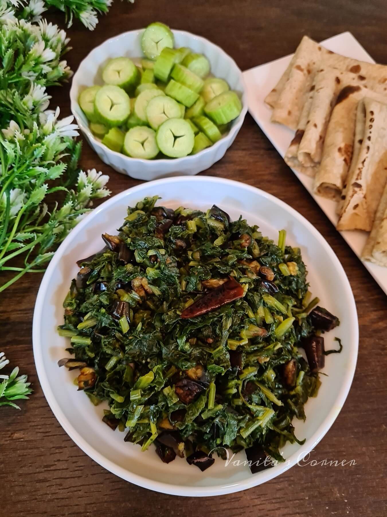 Radish Greens And Brinjal Stir Fry - Vanita's Corner