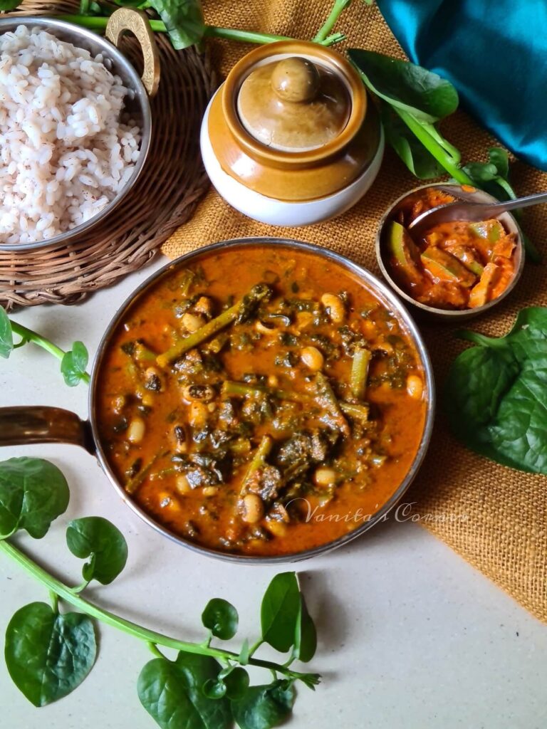 Malabar Spinach & Black eyed peas curry
