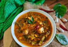 Malabar spinach and jackfruit seeds curry